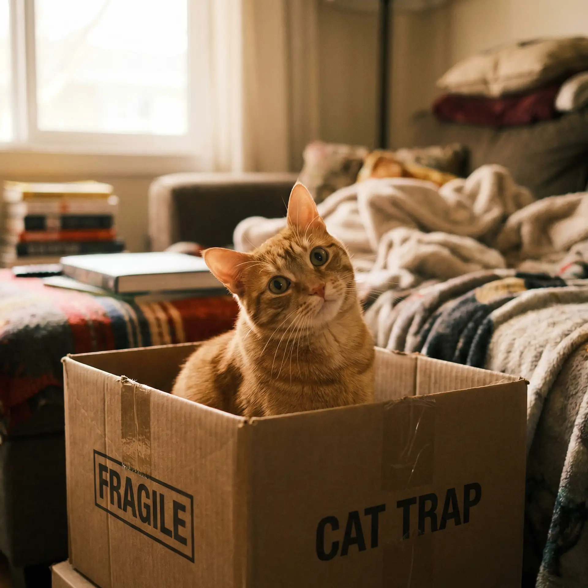 橘猫躲在纸箱里 - 晚节不保的妈妈妈26